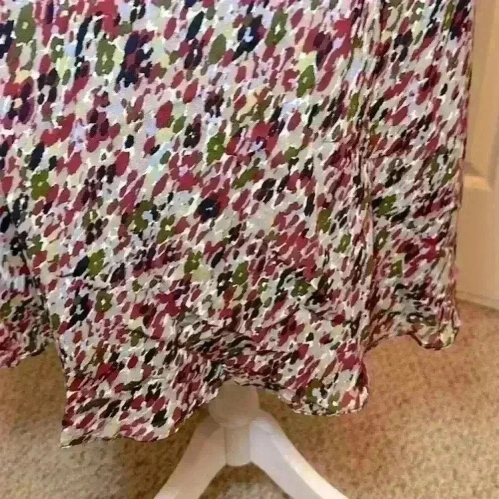 Shomi Vintage 100% Silk V-Neck Asymmetrical MultiColored Dress Women’s Size 10 - Picture 7 of 12